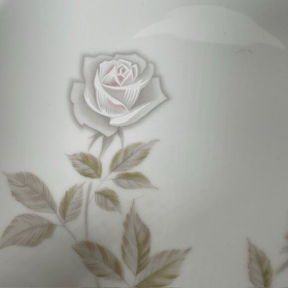Noritake Edenrose 4 Salad Plates Gray/Pink/White Roses VTG - Picture 6 of 14